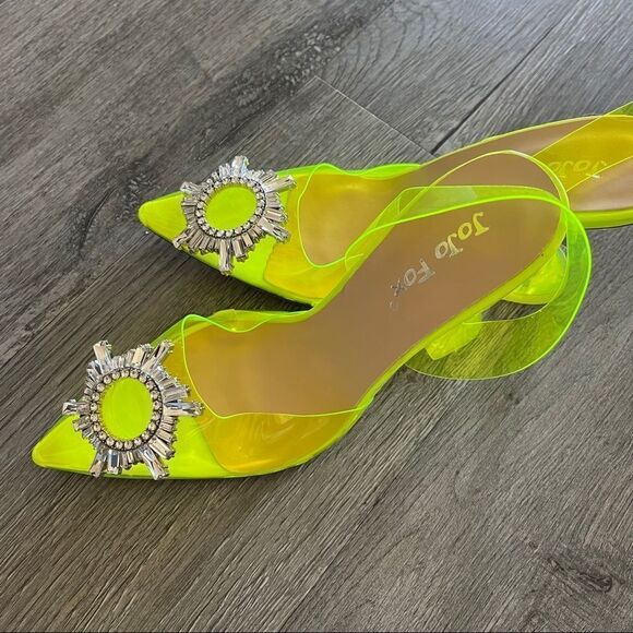 Amina Muaddi Style Rosie Crystal-Embellished Transparent Slingback Pumps - Picture 2 of 10